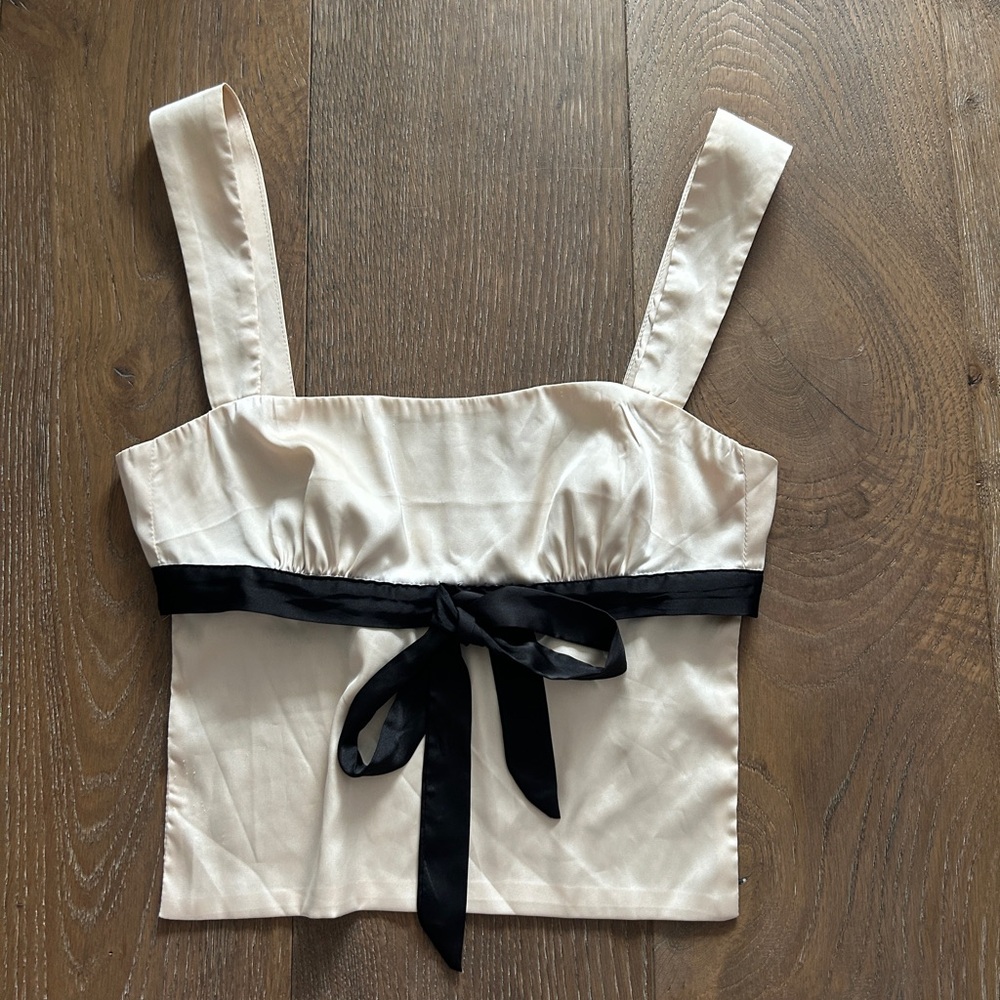 Edikted Cream Sleeveless Bustier Tank Top